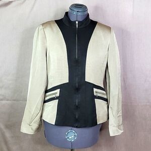 LOUBEN VINTAGE Black and Tan‎ Zip Up Jacket Size 8